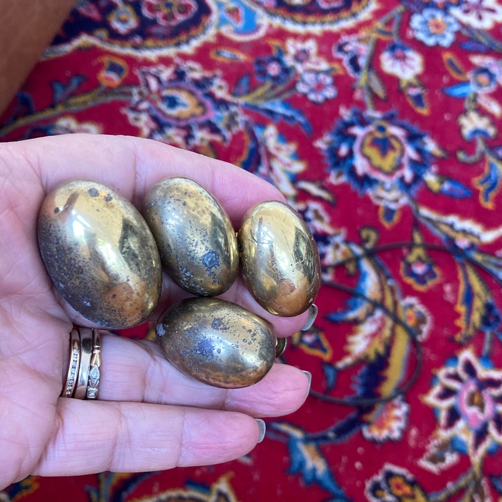 Vintage heavy brass drawer pulls. Four.